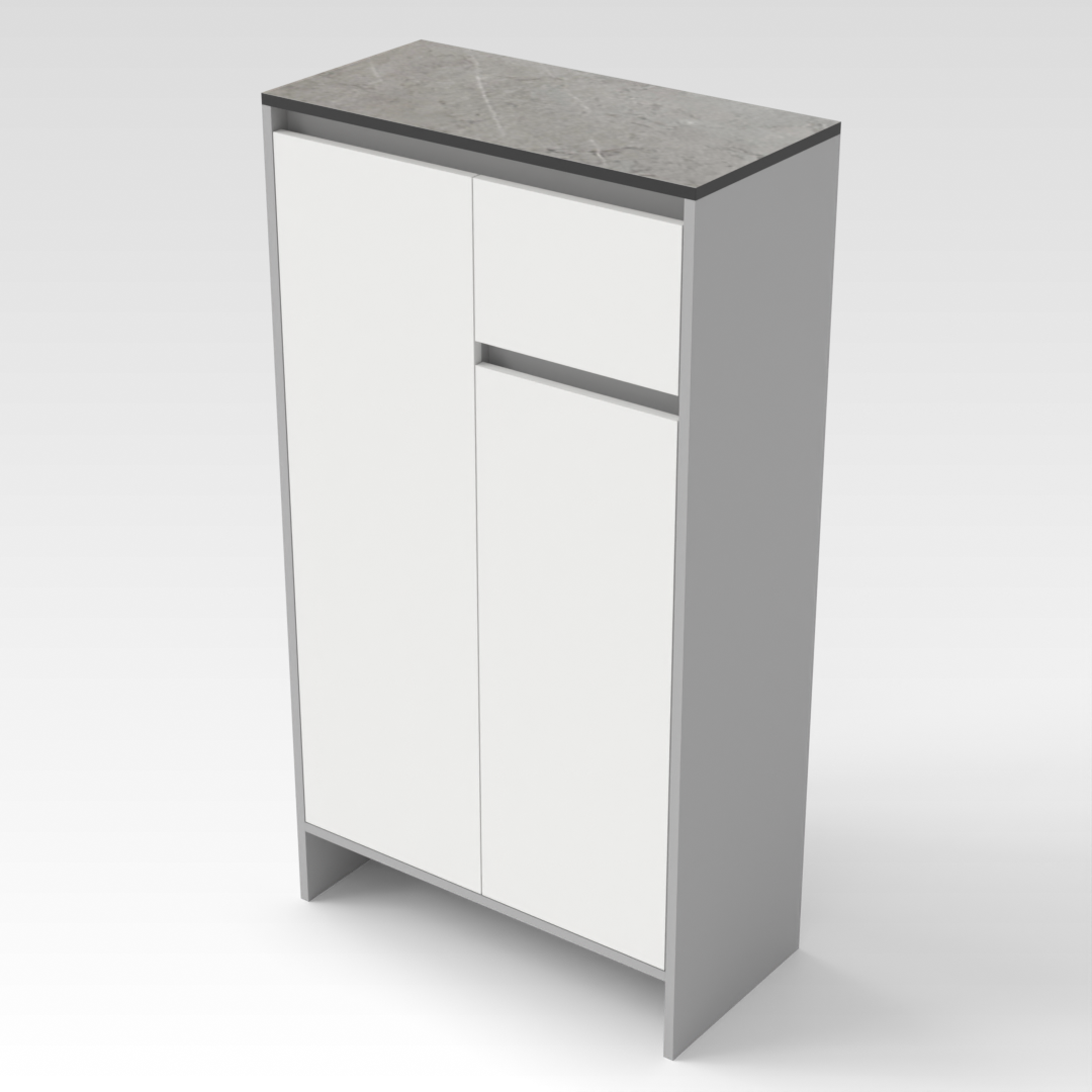 Light Gray & Warm White Shoe Cabinet