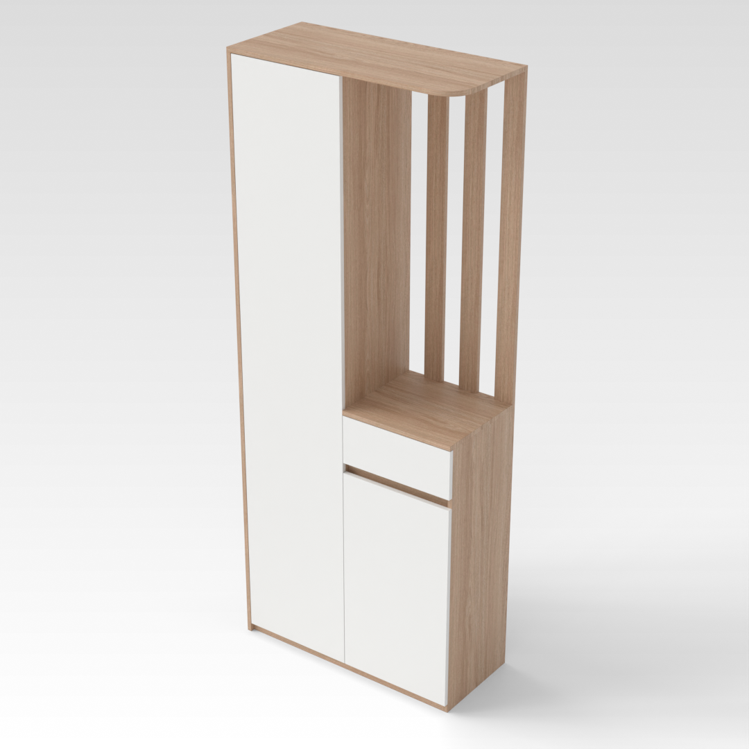 Breeze Natural Wood & Warm White Shoe Cabinet