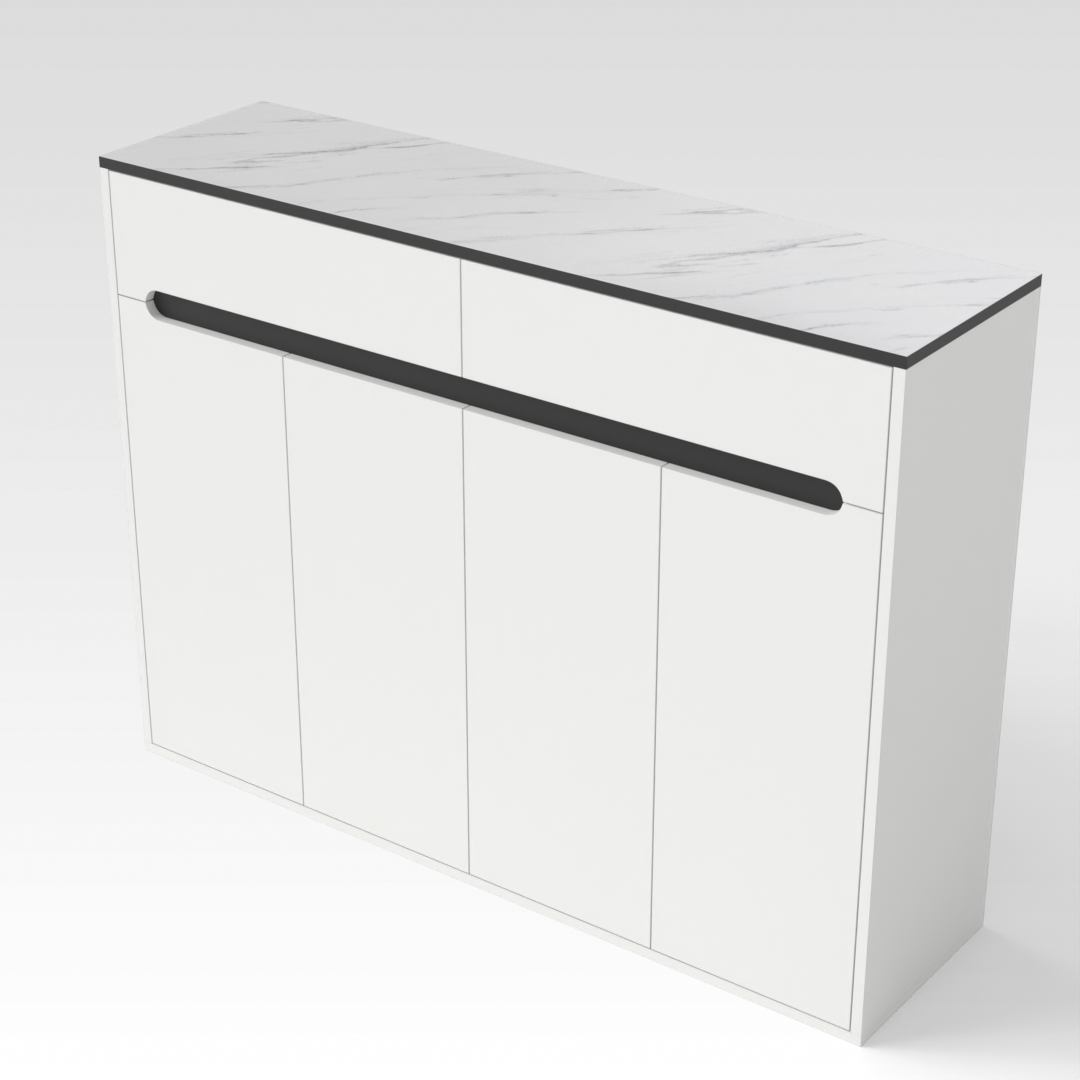 Warm White & Black Shoe Cabinet