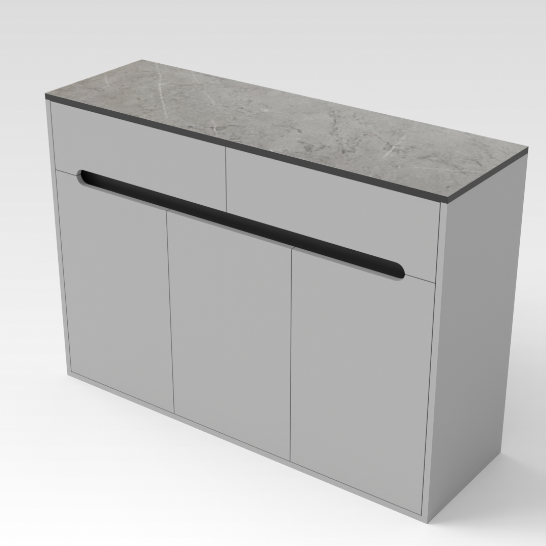 Light Gray & Brown Stone-Grain Top Shoe Cabinet