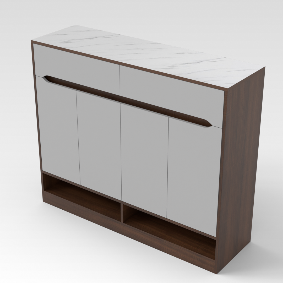 Prairie Oak & Light Gray Shoe Cabinet