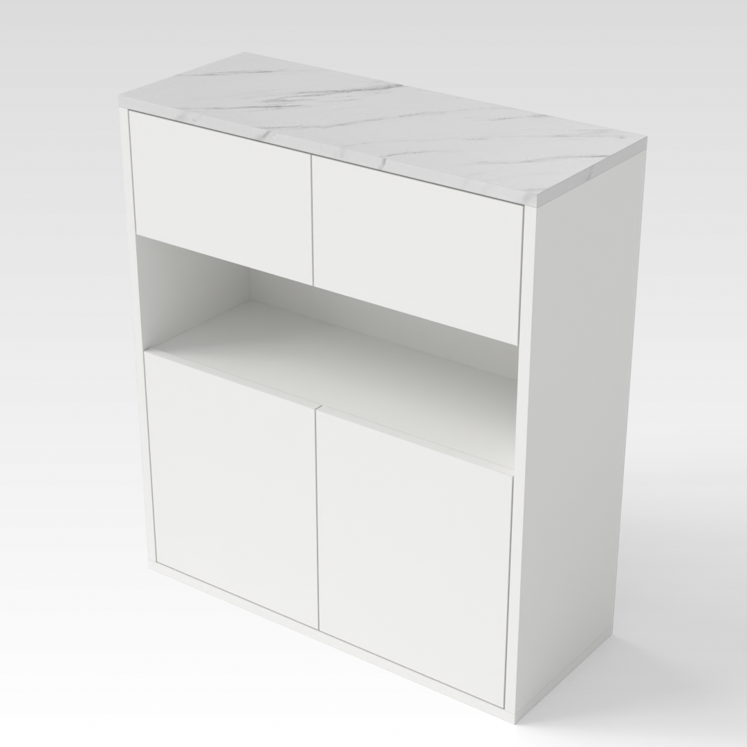 Warm White & White Marble Sideboard