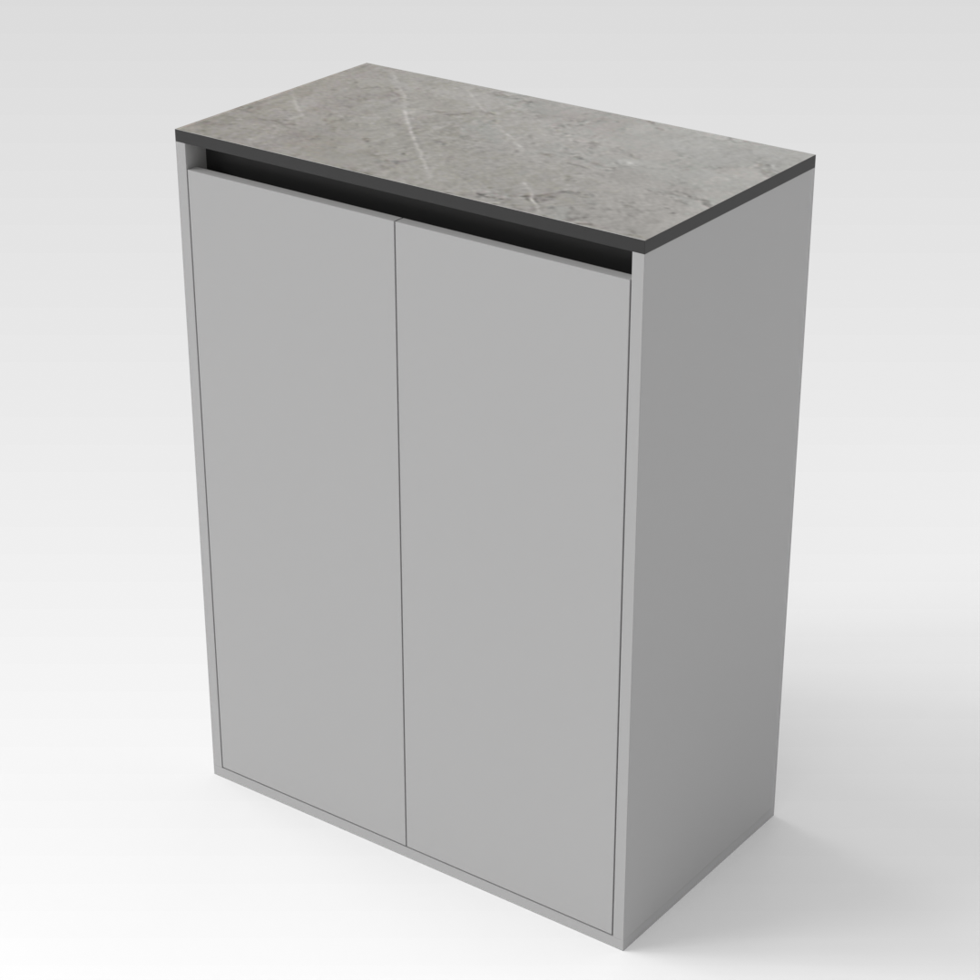 Light Gray & Brown Stone-Grain Top Shoe Cabinet
