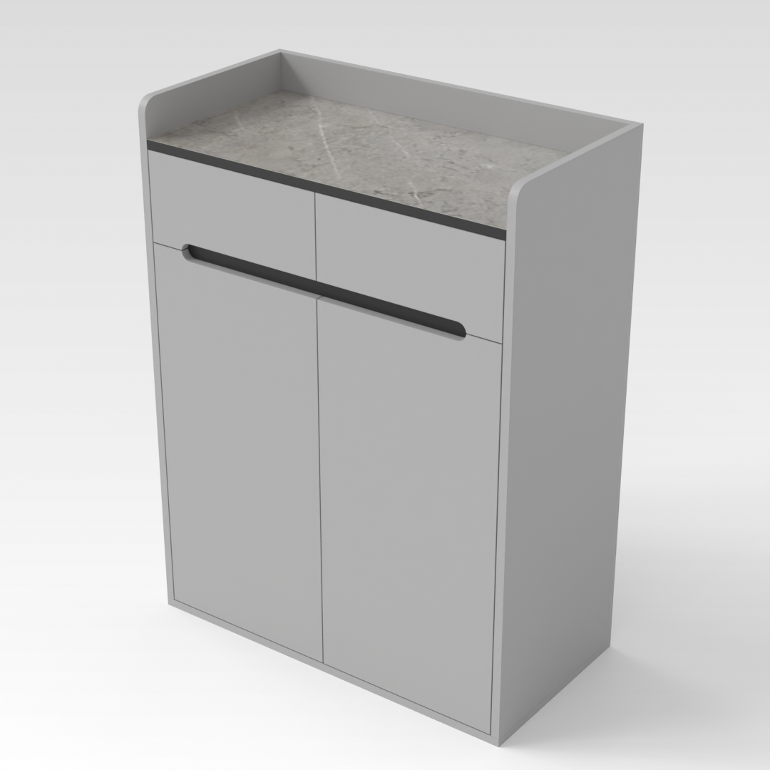 Light Gray & Black Shoe Cabinet
