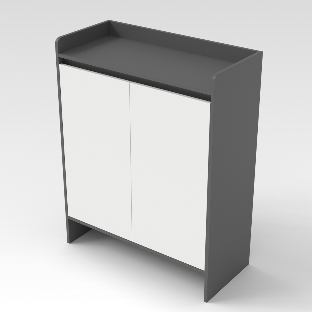 Sky Gray & Warm White Shoe Cabinet