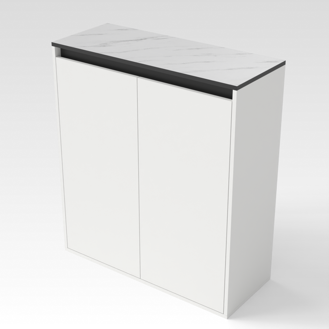Warm White & White Marble Shoe Cabinet