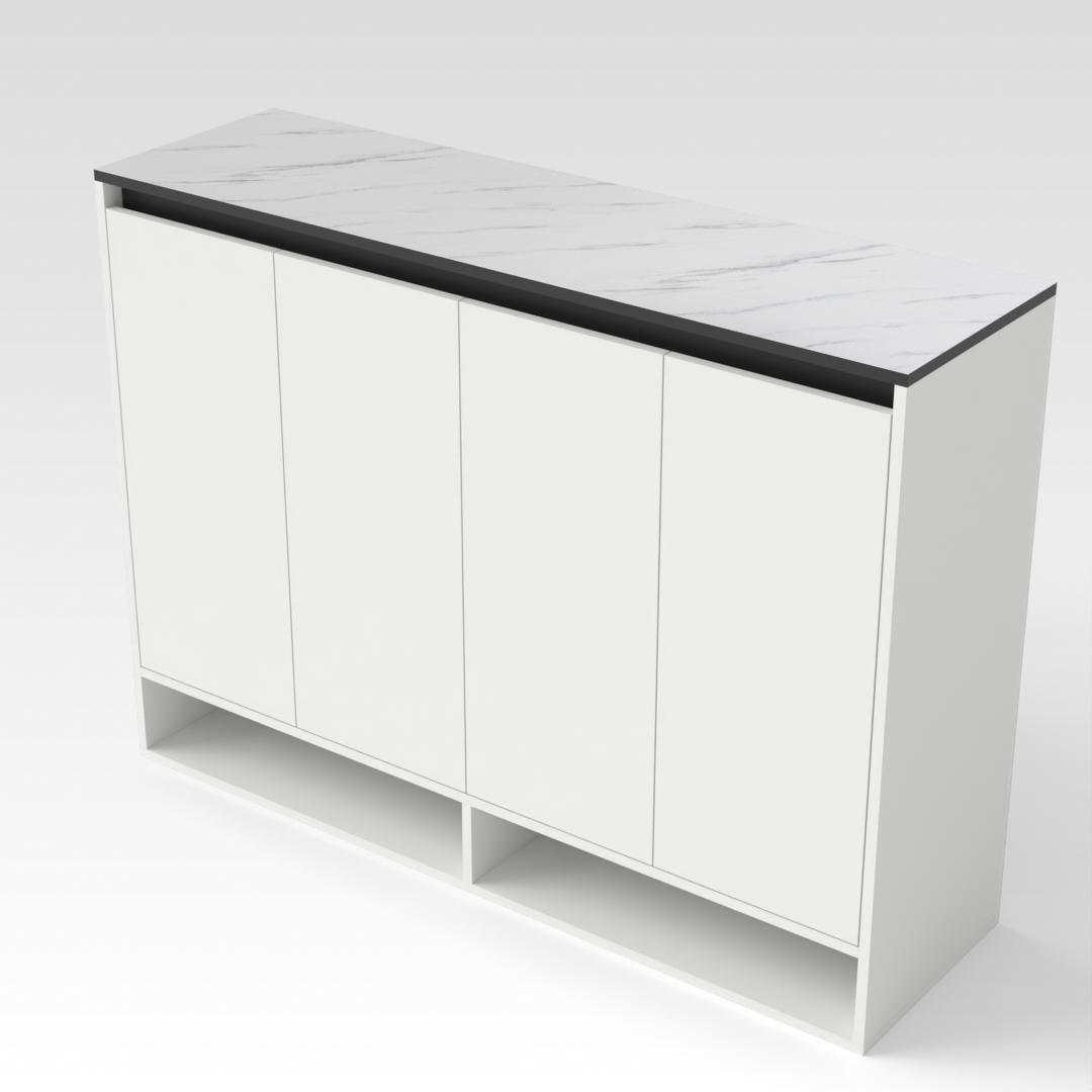 Warm White & Black Shoe Cabinet