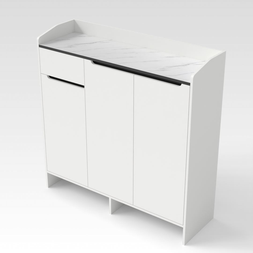 Warm White & Black Shoe Cabinet