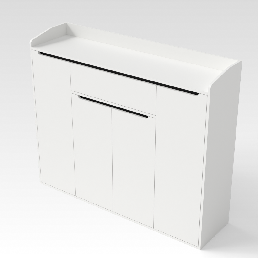 Warm White & Black Shoe Cabinet