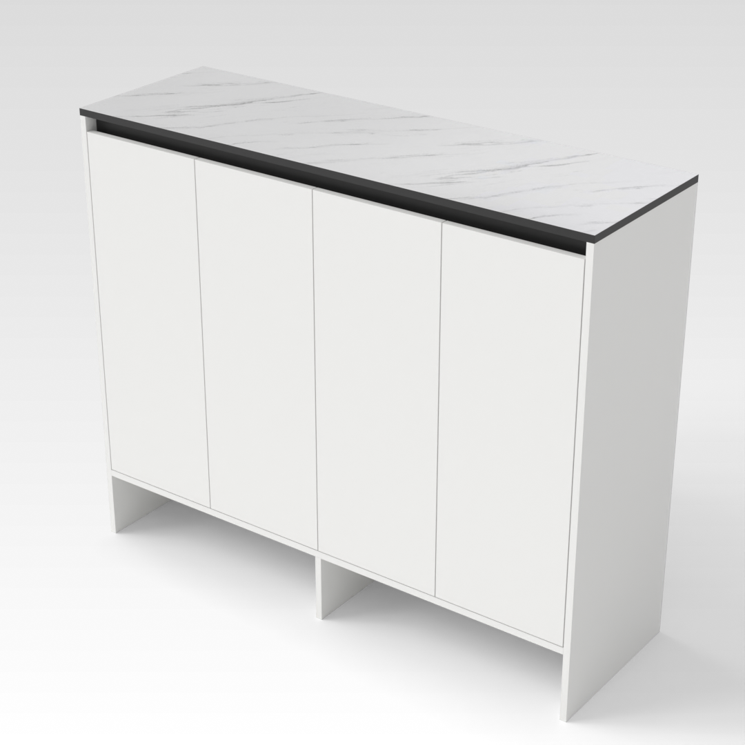 Warm White & Black Shoe Cabinet