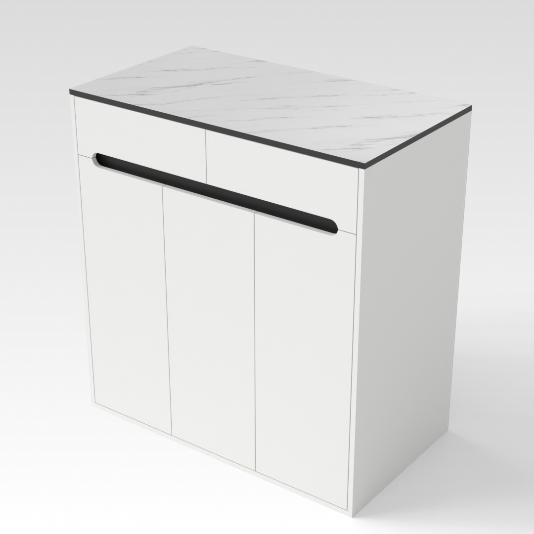 Warm White & Black Shoe Cabinet