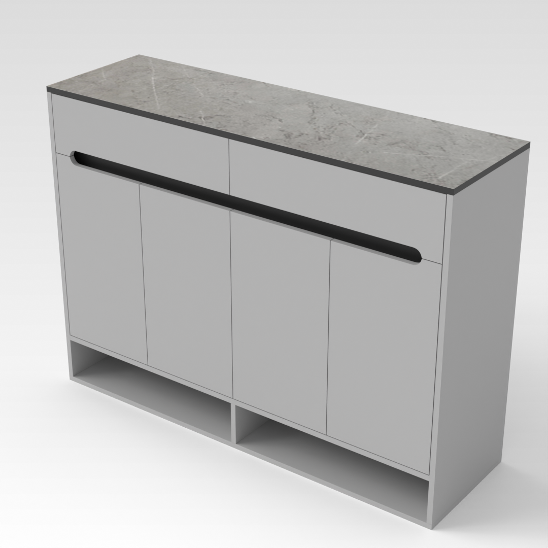 Light Gray & Black Shoe Cabinet