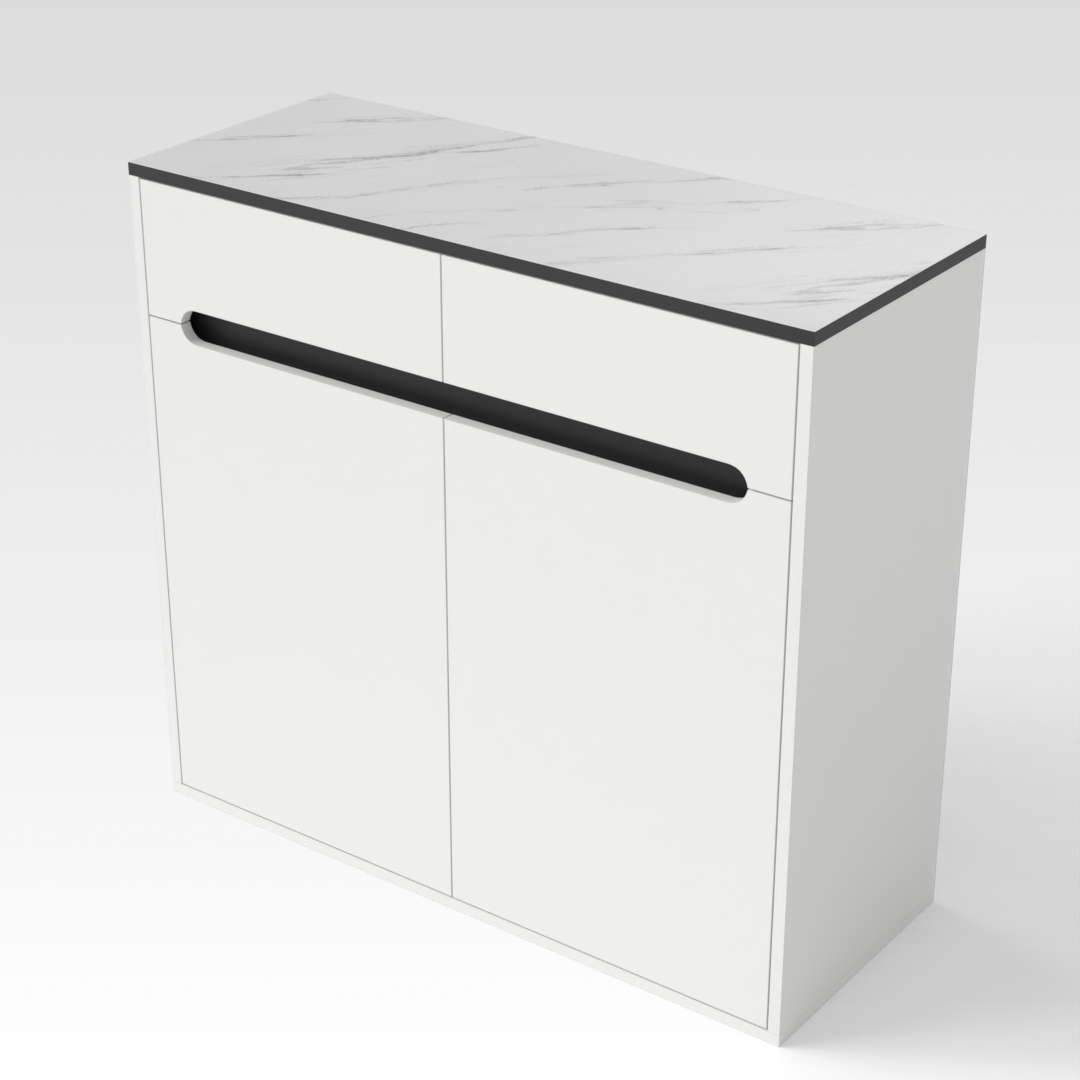 Warm White & Black Shoe Cabinet