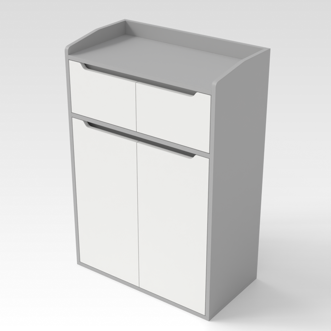 Light Gray & Warm White Shoe Cabinet