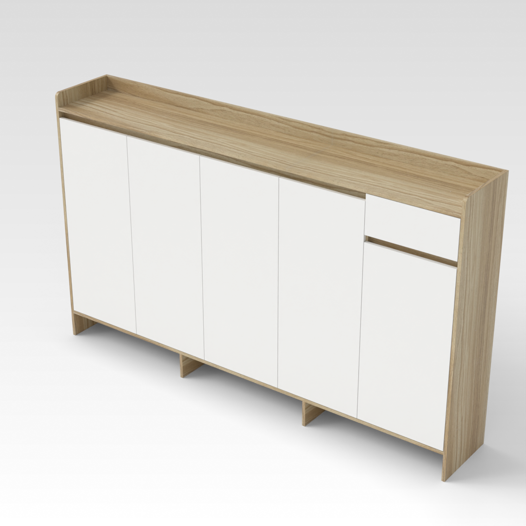 Warm White & Country Oak Shoe Cabinet