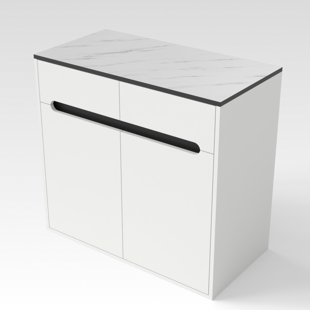 Warm White & Black Shoe Cabinet