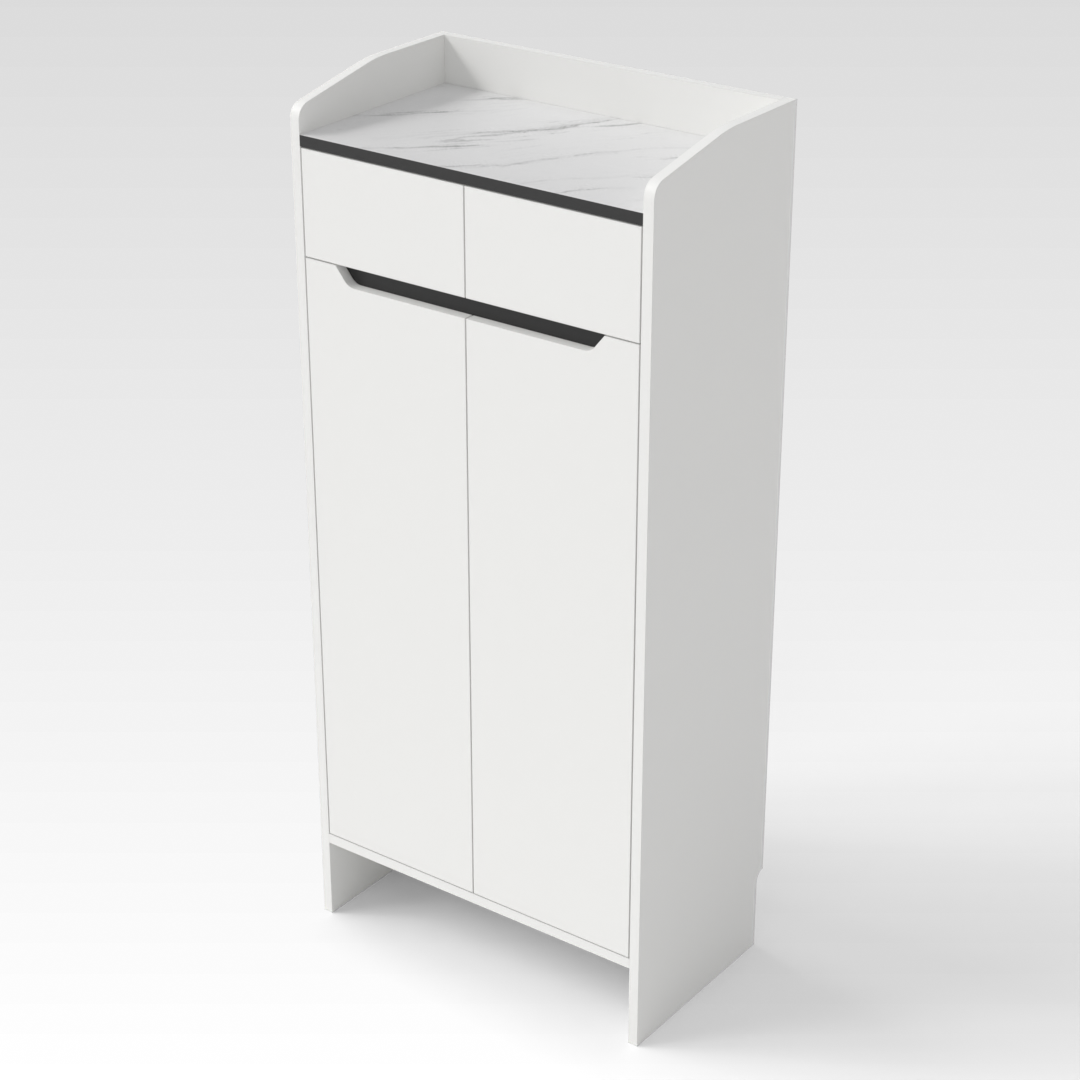 Warm White & White Marble Shoe Cabinet