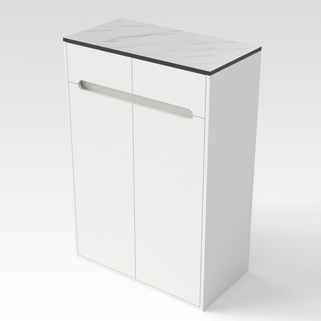 Warm White & White Marble Top Shoe Cabinet