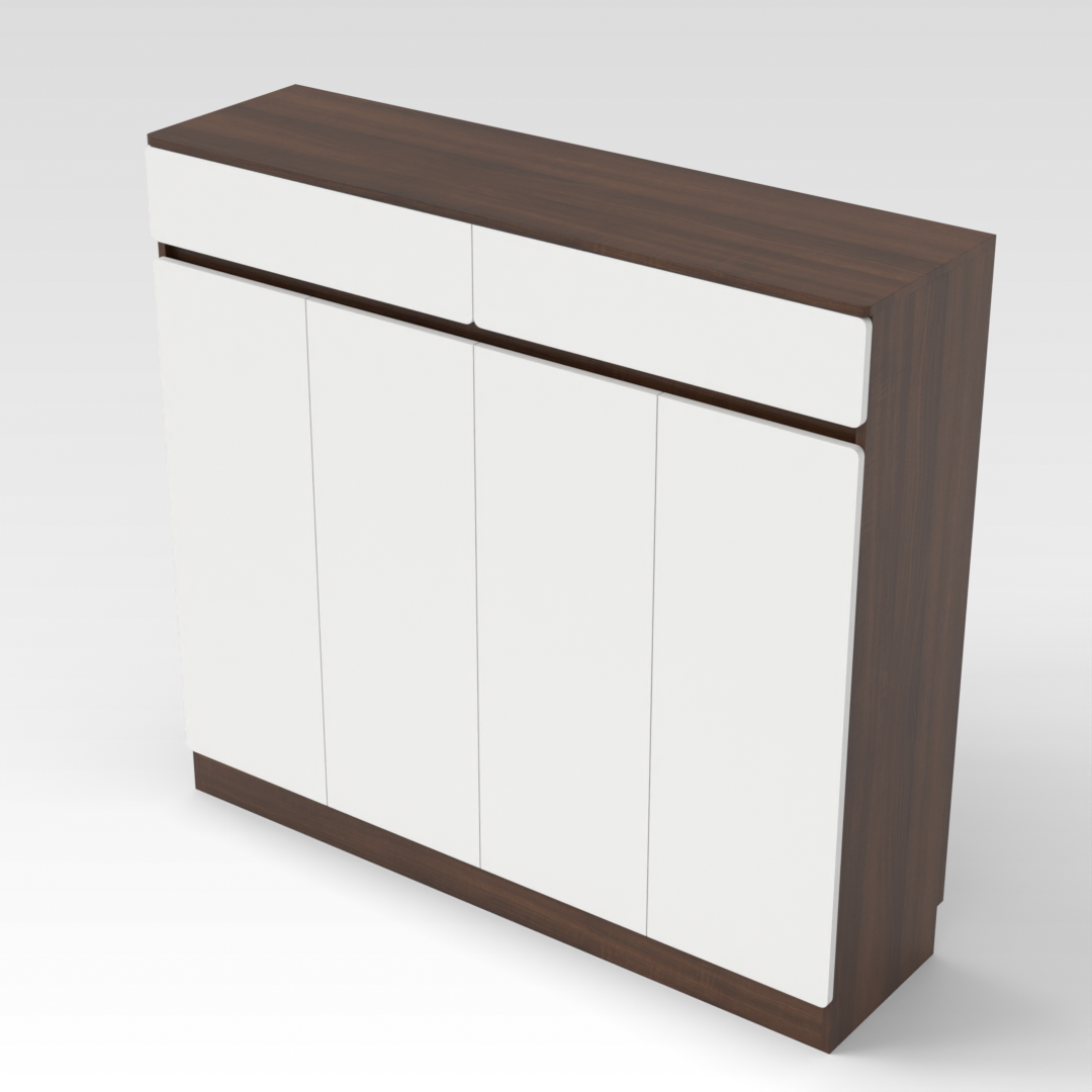 Prairie Oak & Warm White Shoe Cabinet