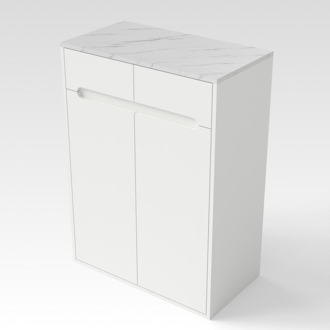 Warm White & White Marble Top Shoe Cabinet