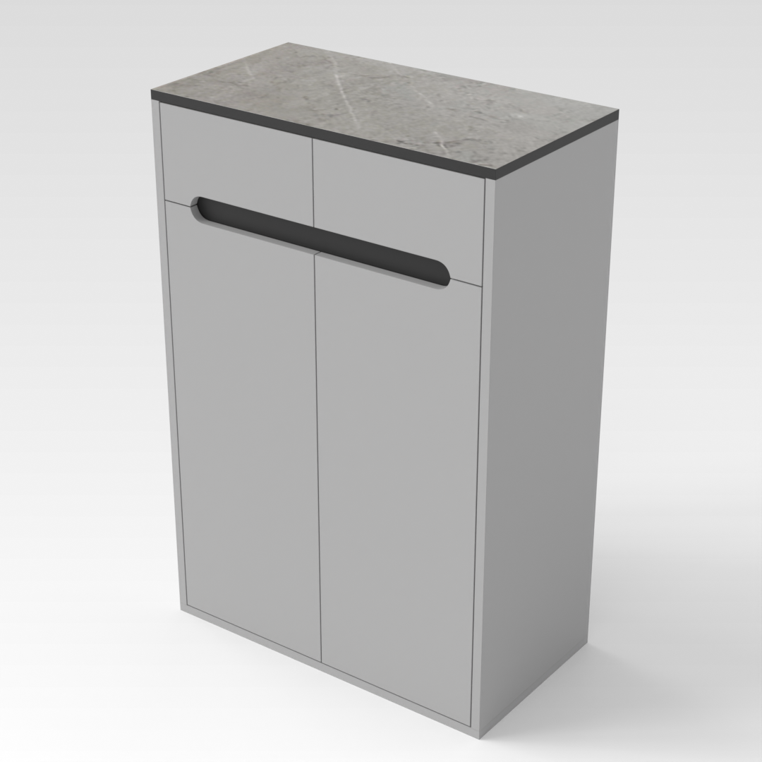 Light Gray & Brown Stone-Grain Top Shoe Cabinet
