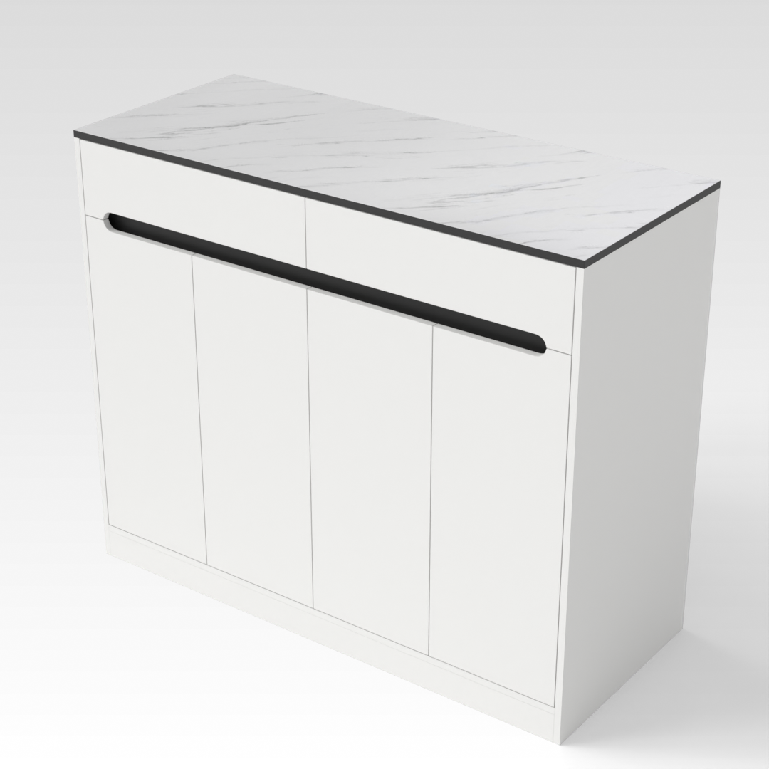 Warm White & Black Shoe Cabinet