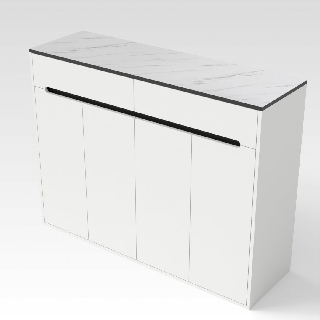 Warm White & Black Shoe Cabinet