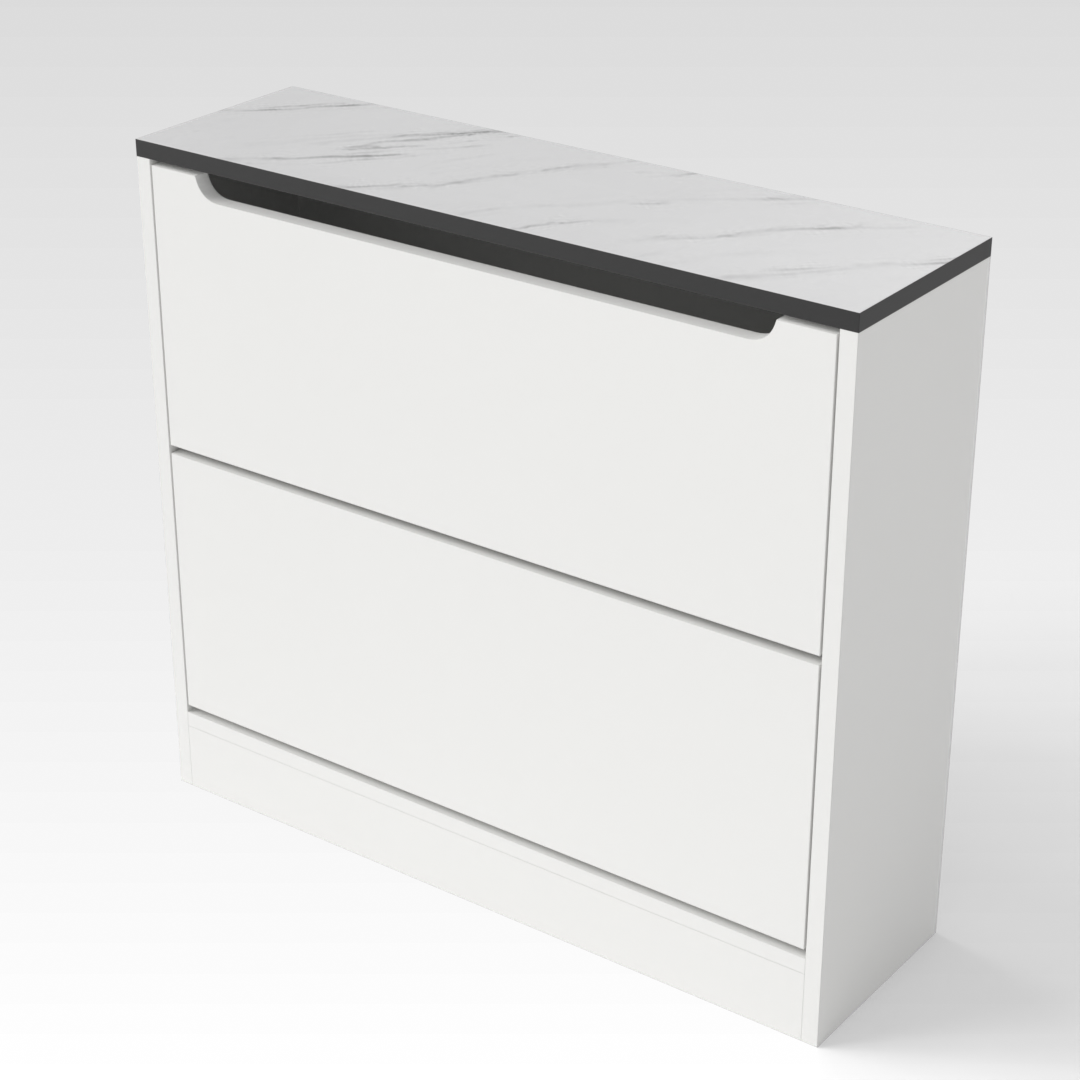 Warm White & White Marble Grain Shoe Cabinet