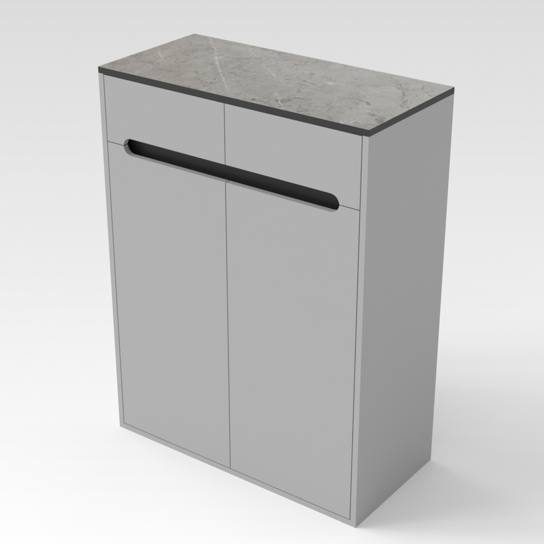 Light Gray & Black Shoe Cabinet