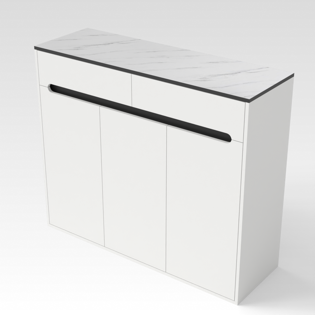 Warm White & Black Shoe Cabinet