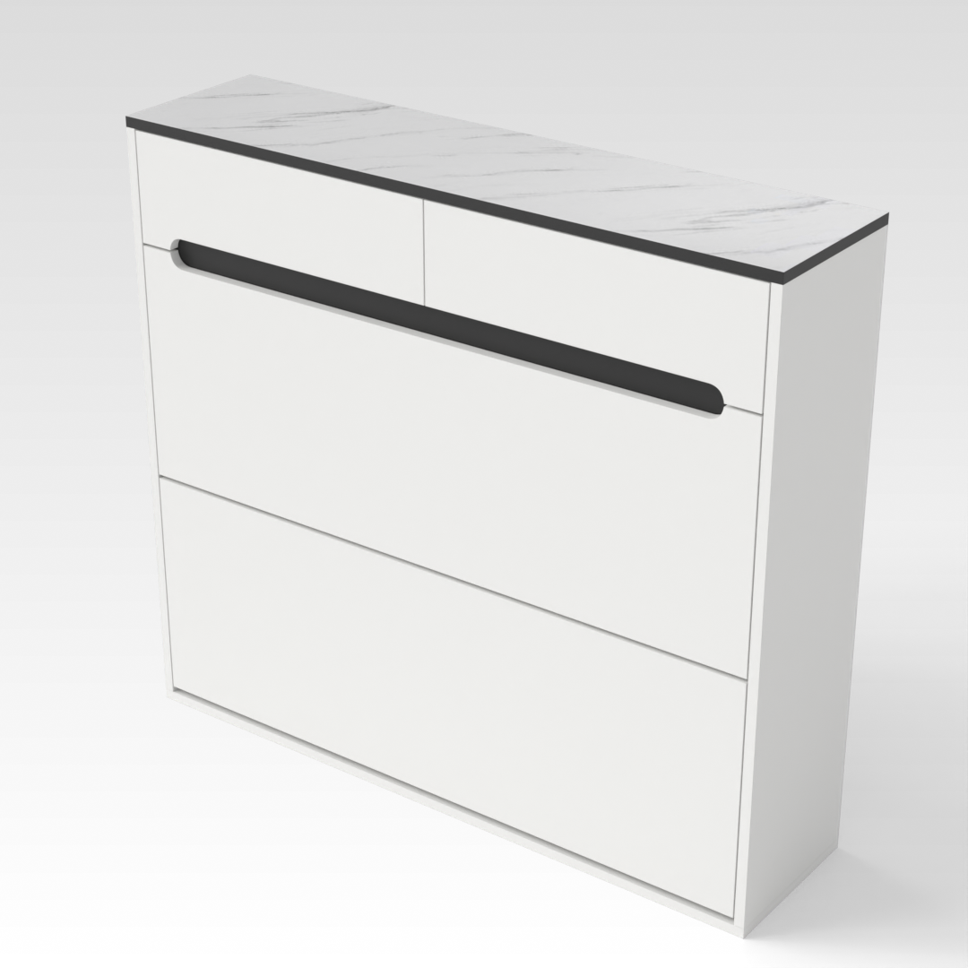Warm White & Black Shoe Cabinet