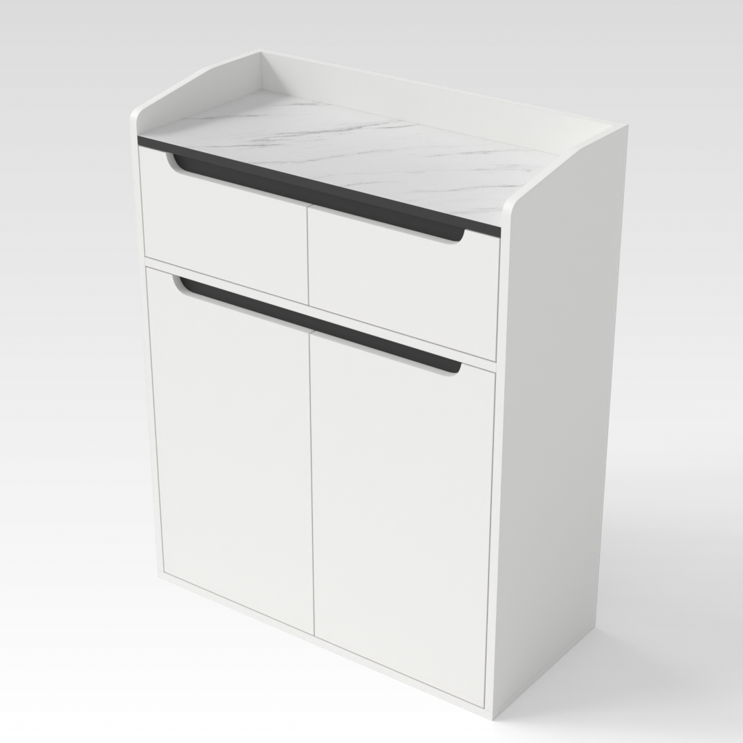 Warm White & Black Shoe Cabinet