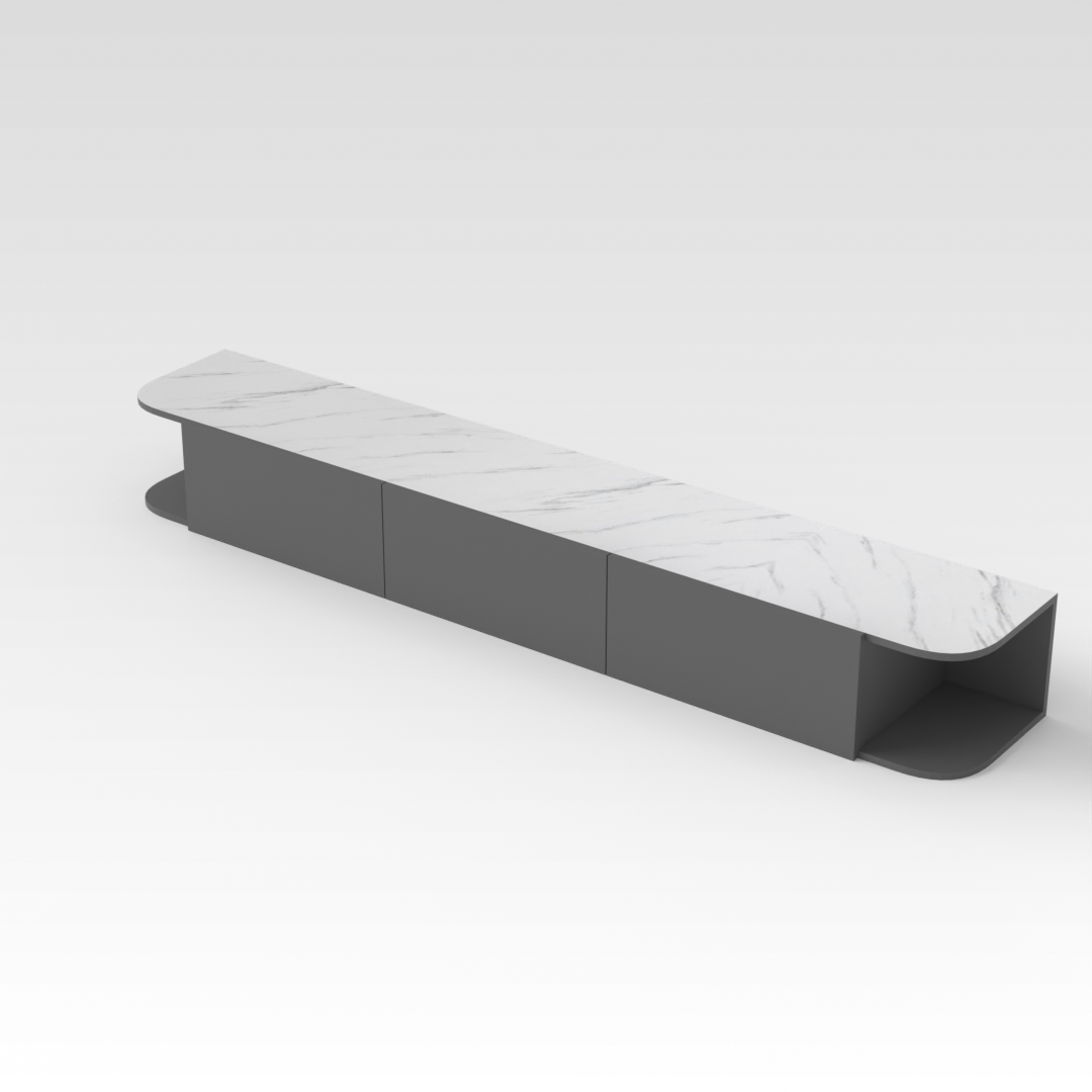 Sky Gray & White Marble TV Stand