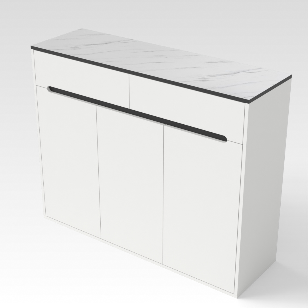 Warm White & Black Shoe Cabinet
