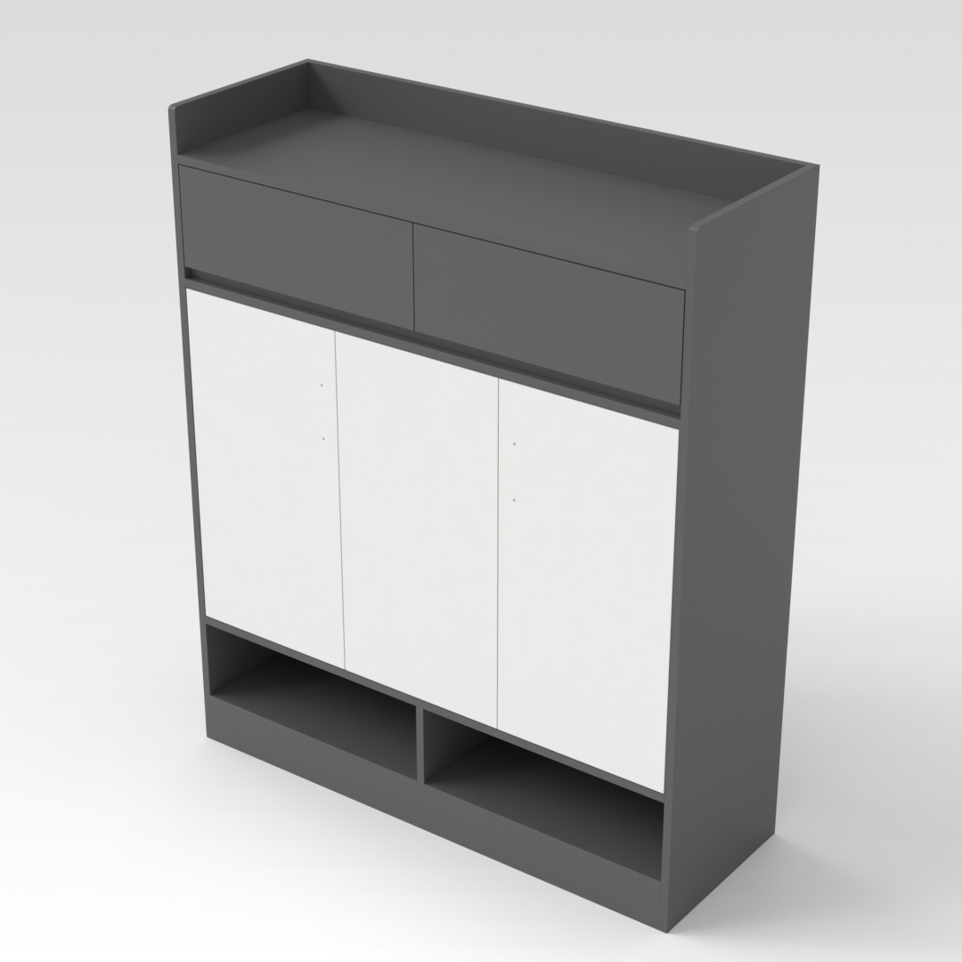 Sky Gray & Warm White Shoe Cabinet