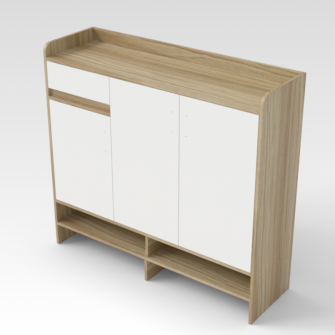 Country Oak & Warm White Shoe Cabinet