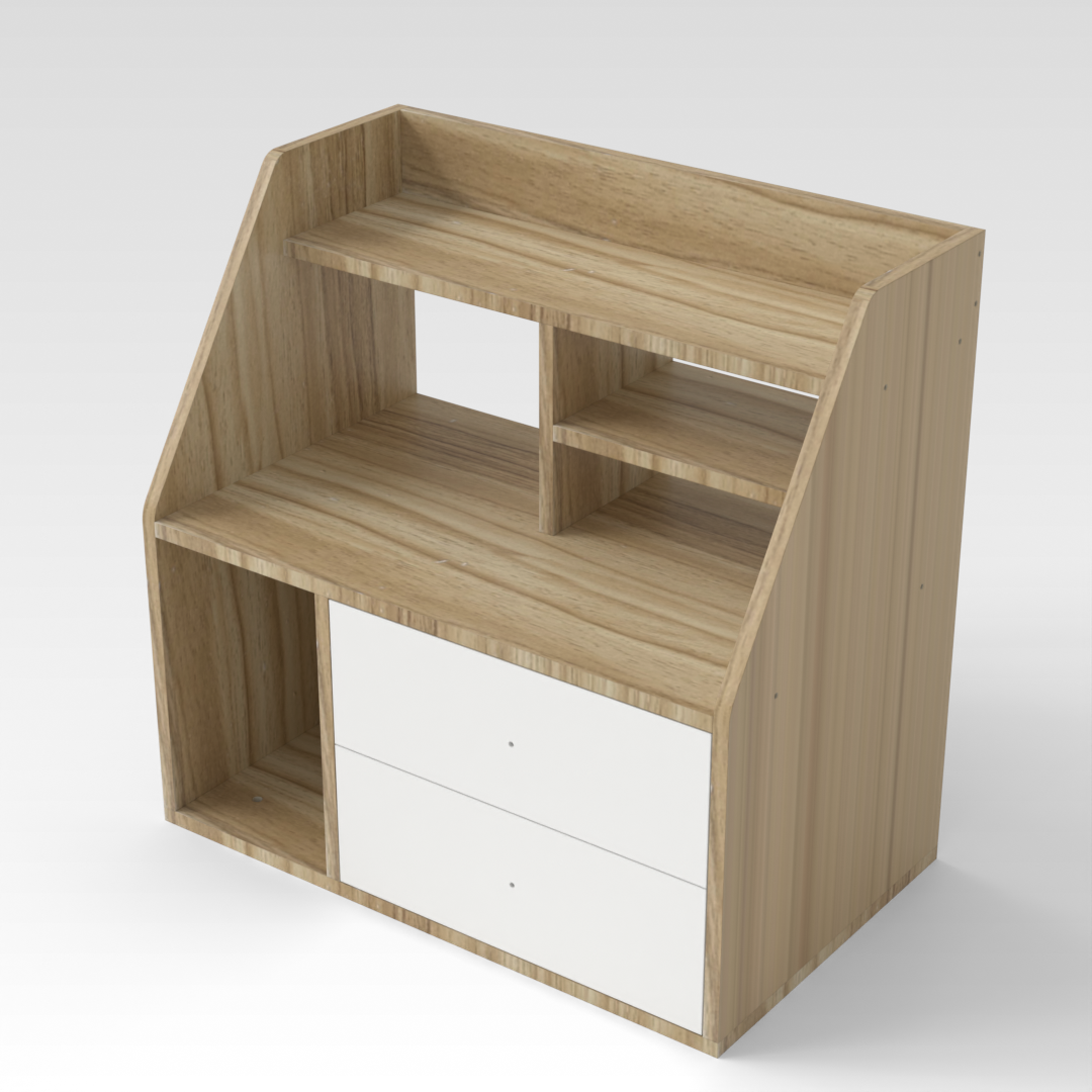Country Oak & Warm White Nightstand