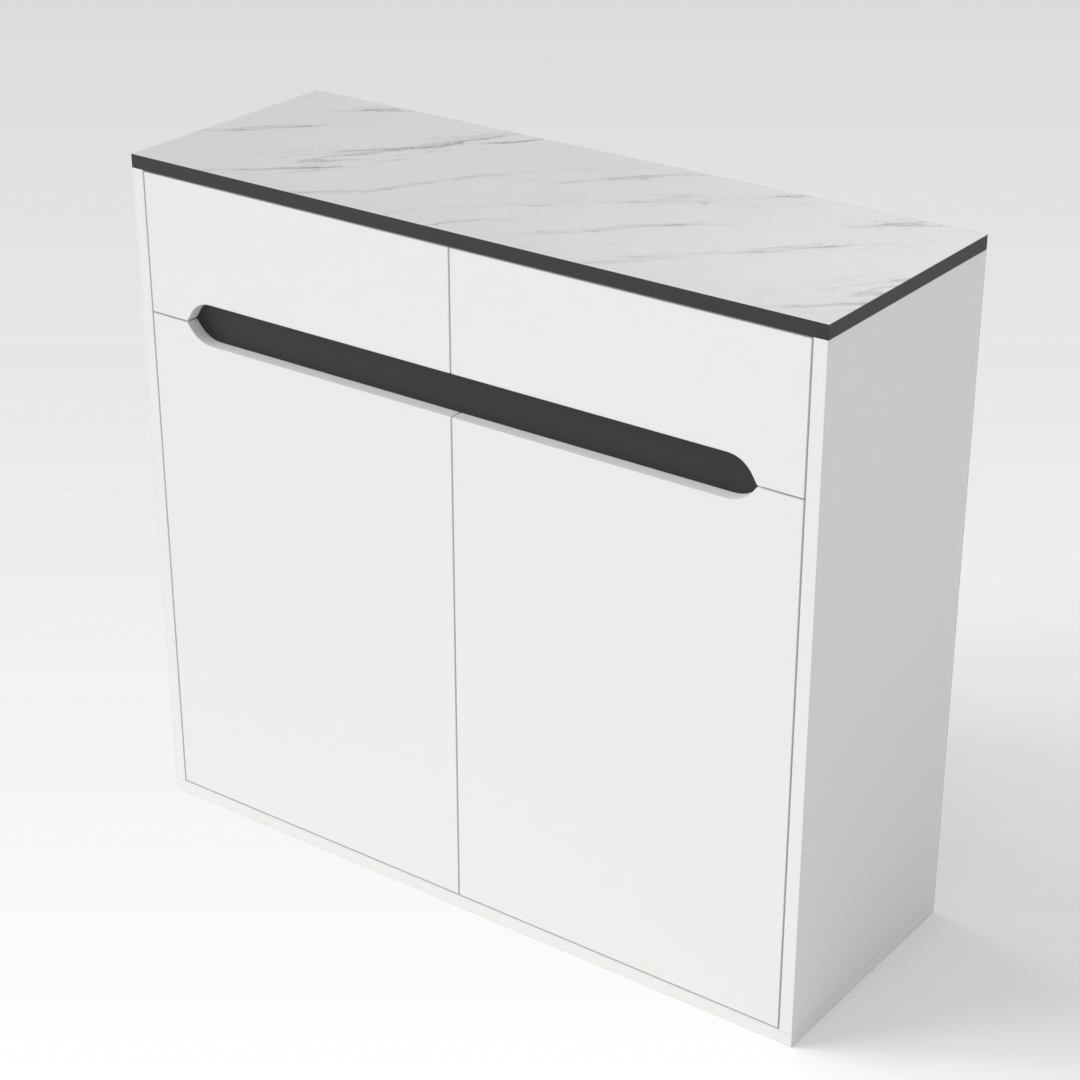 Warm White & Black Shoe Cabinet