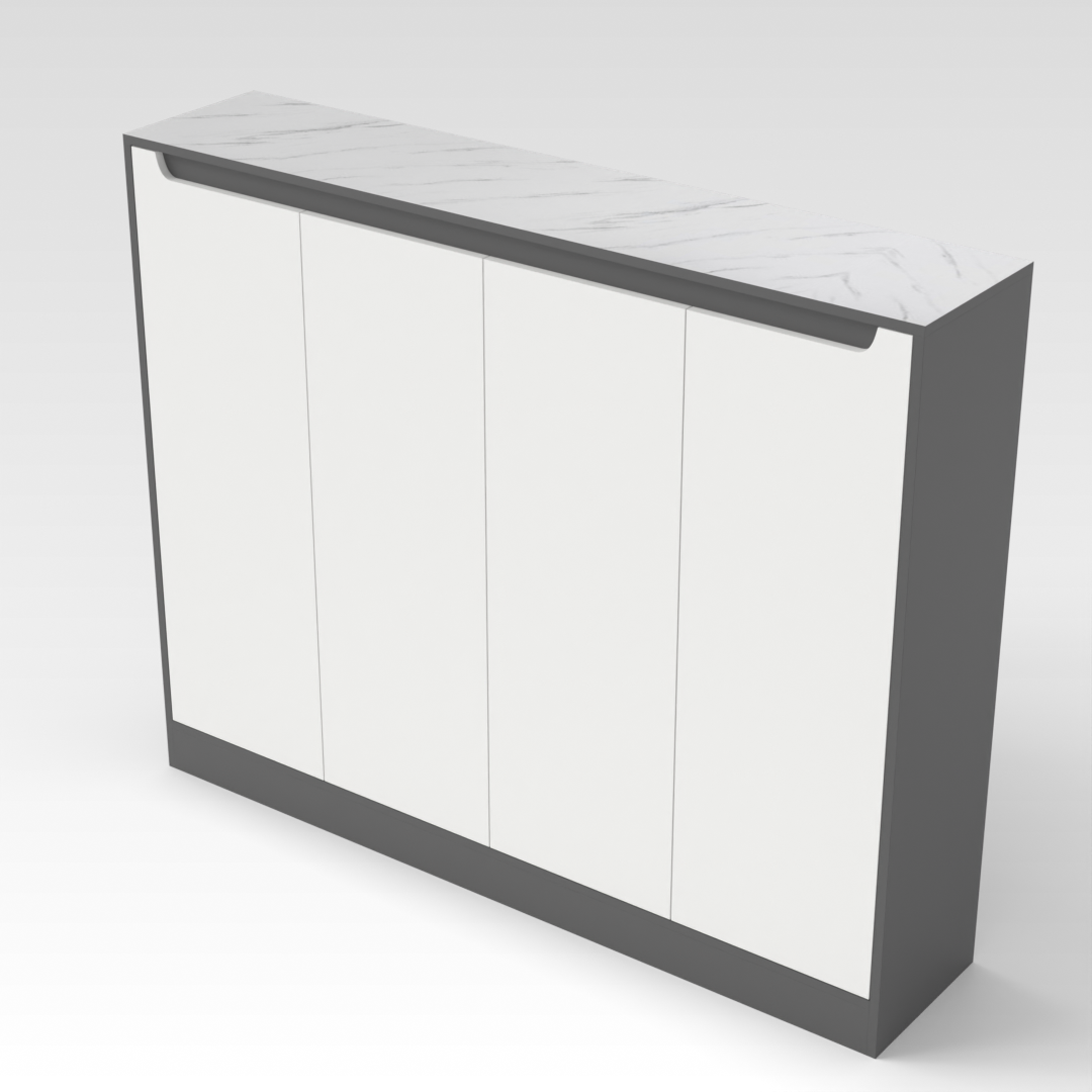 Sky Gray & Warm White Shoe Cabinet