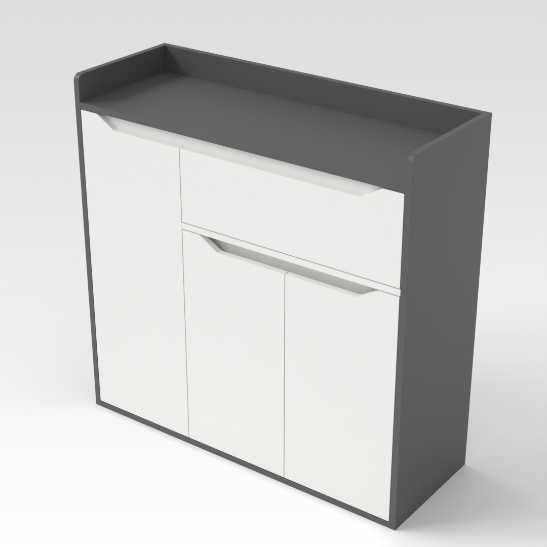 Warm White & Sky Gray Shoe Cabinet