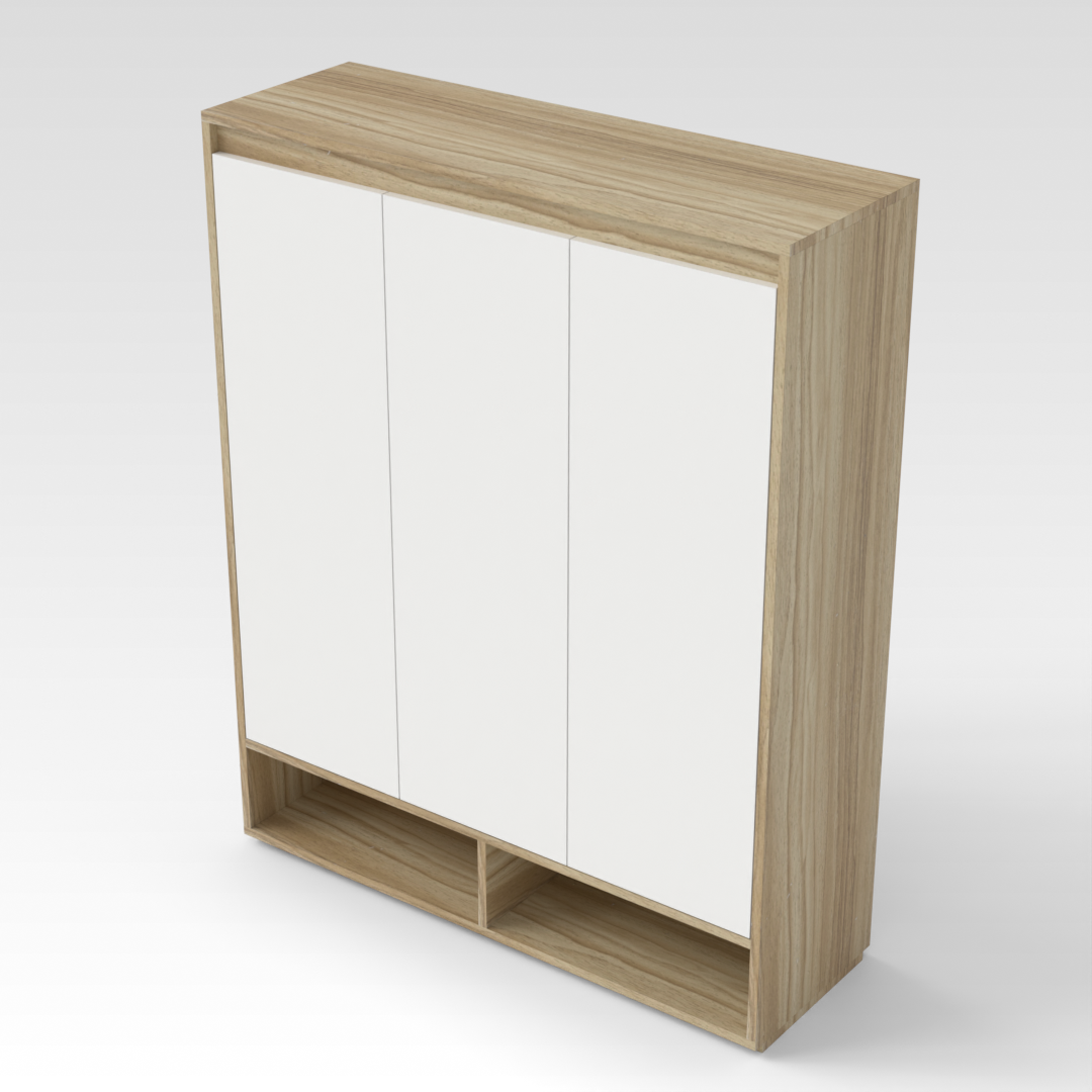 Country Oak & Warm White Shoe Cabinet