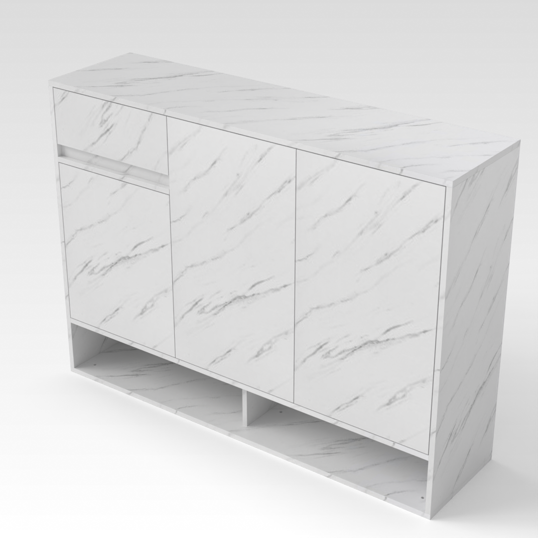 White Marble & Warm White Shoe Cabinet