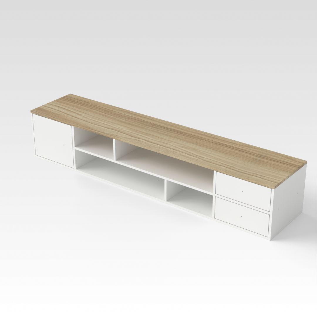 Warm White & Country Oak TV Stand