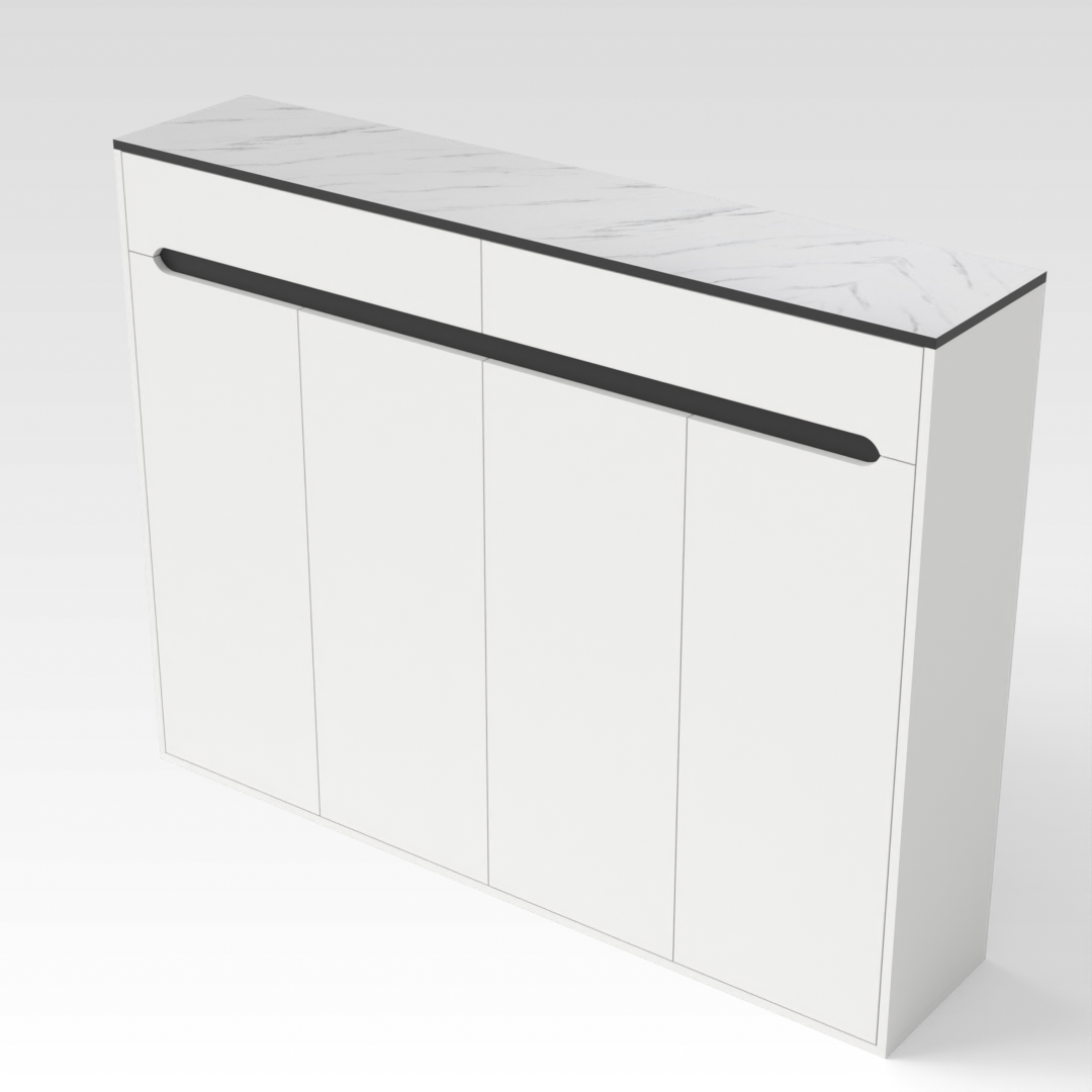 Warm White & Black Shoe Cabinet