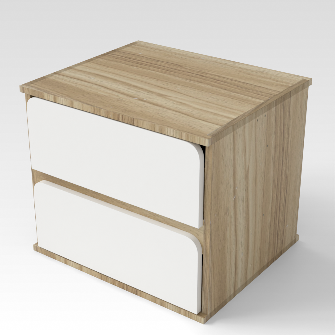 Country Oak & Warm White Nightstand