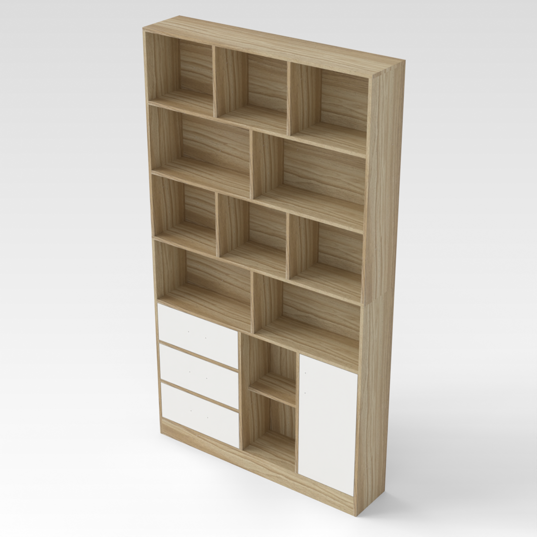Country Oak & Warm White Bookcase