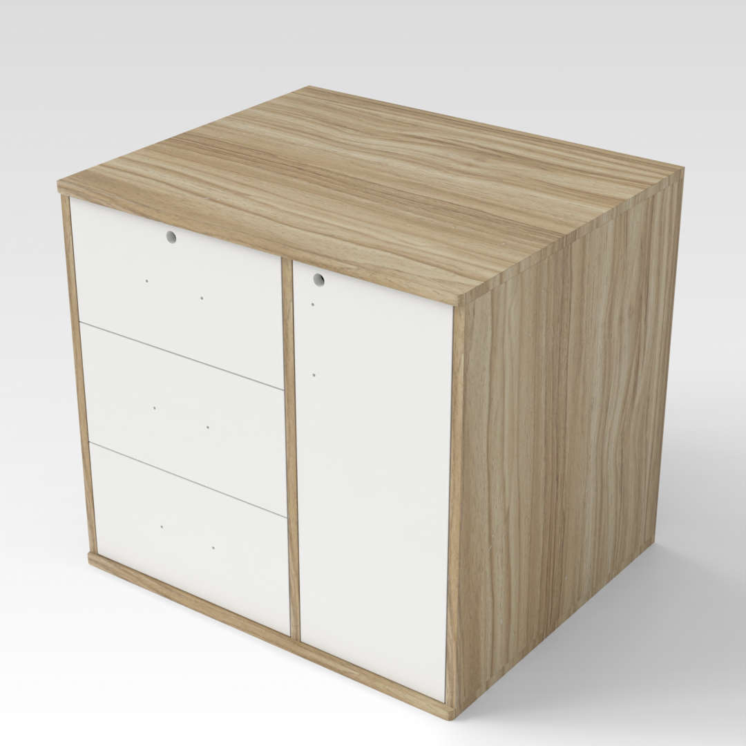 Country Oak & Warm White File Cabinet