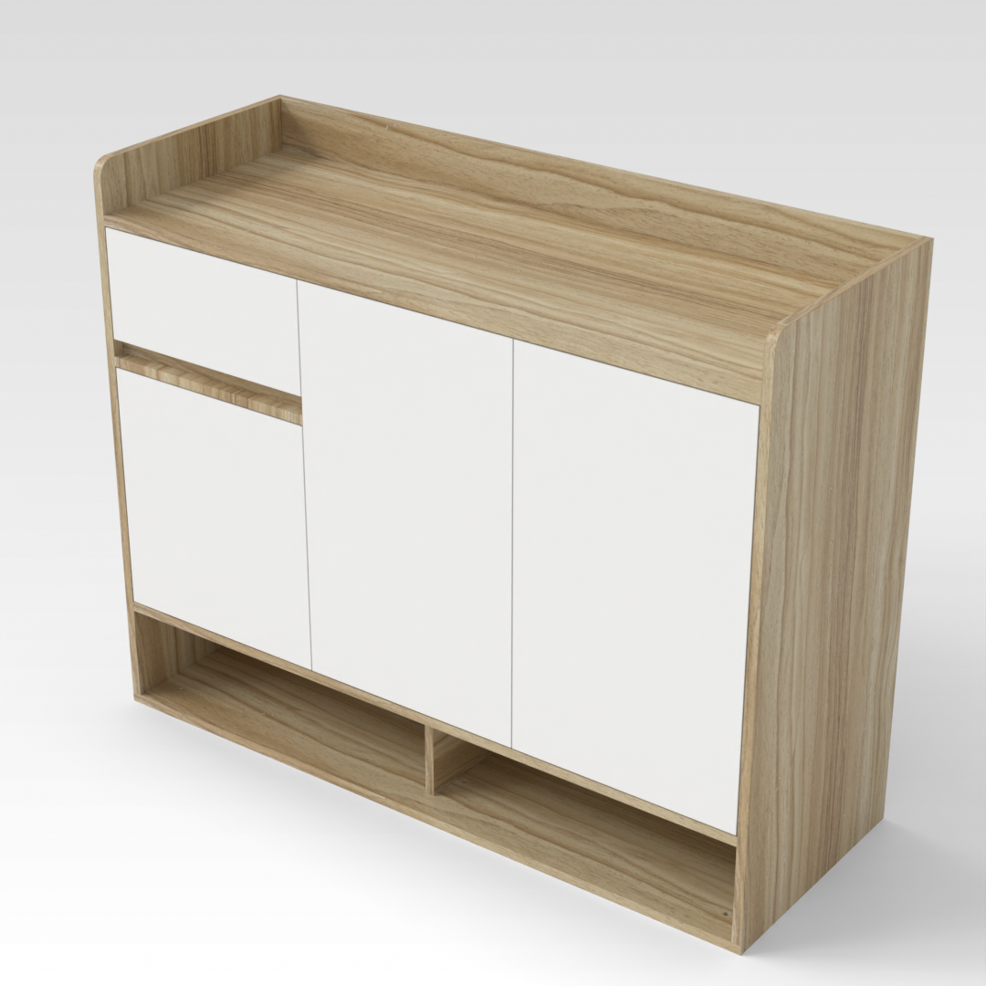 Country Oak & Warm White Shoe Cabinet