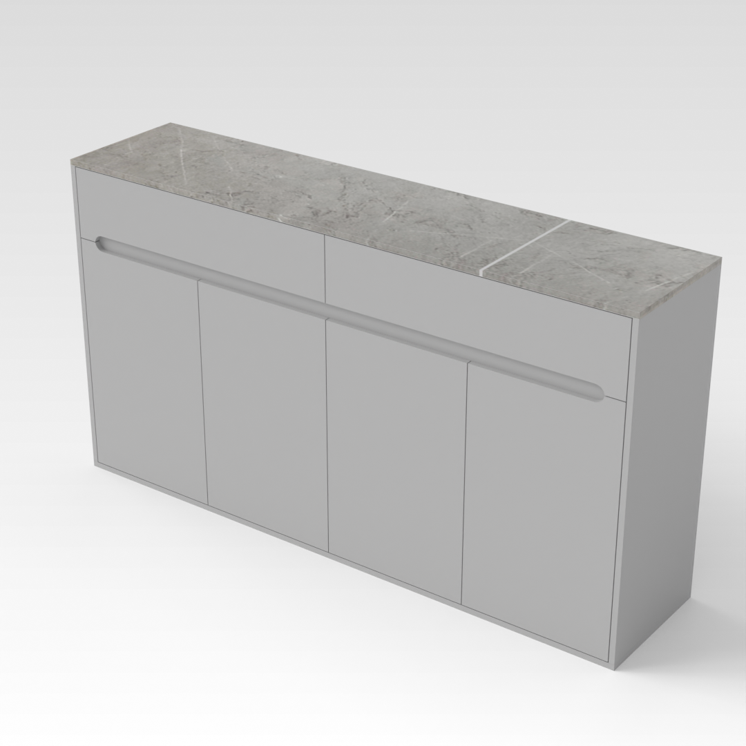 Light Gray & Brown Stone Grain Shoe Cabinet