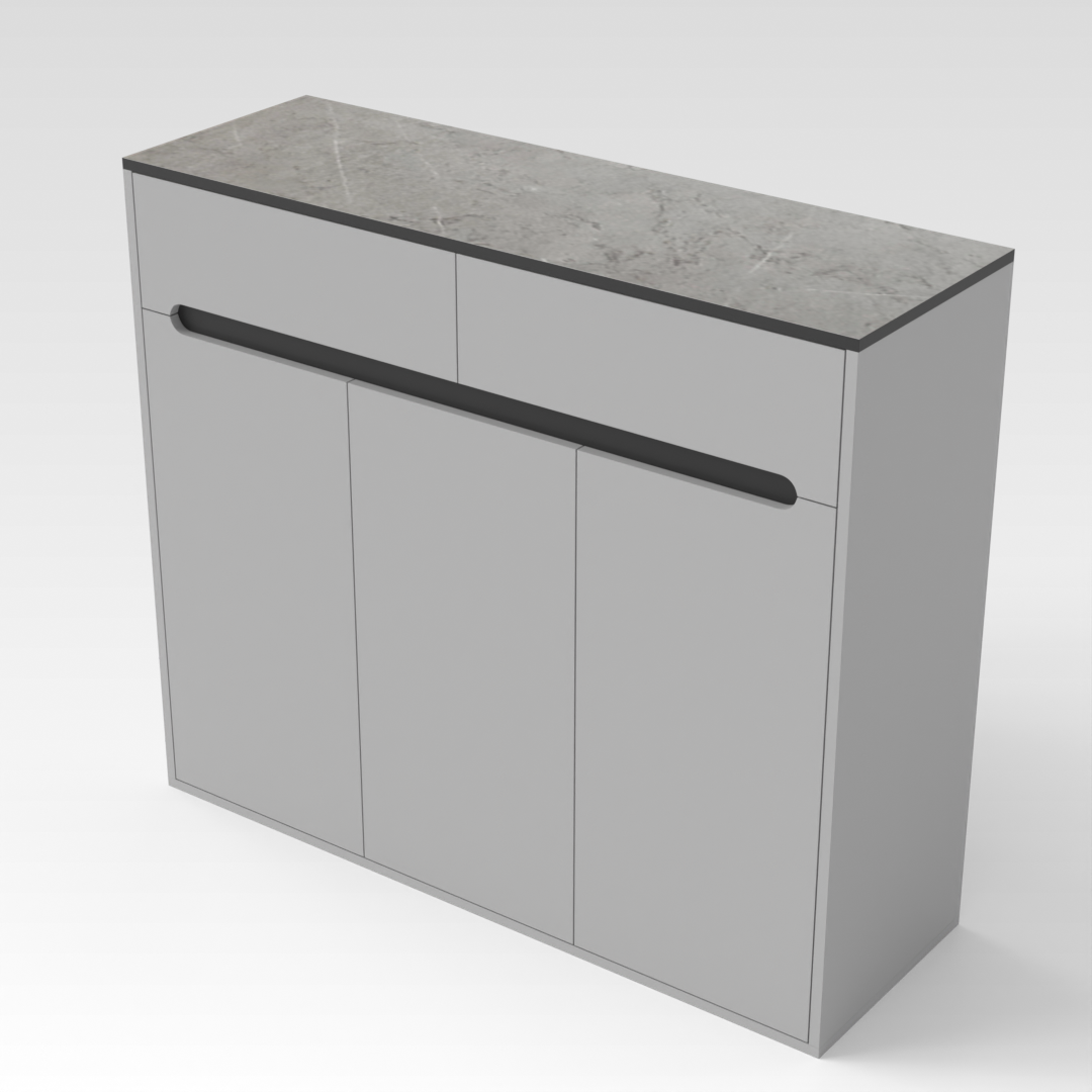 Light Gray & Black Shoe Cabinet
